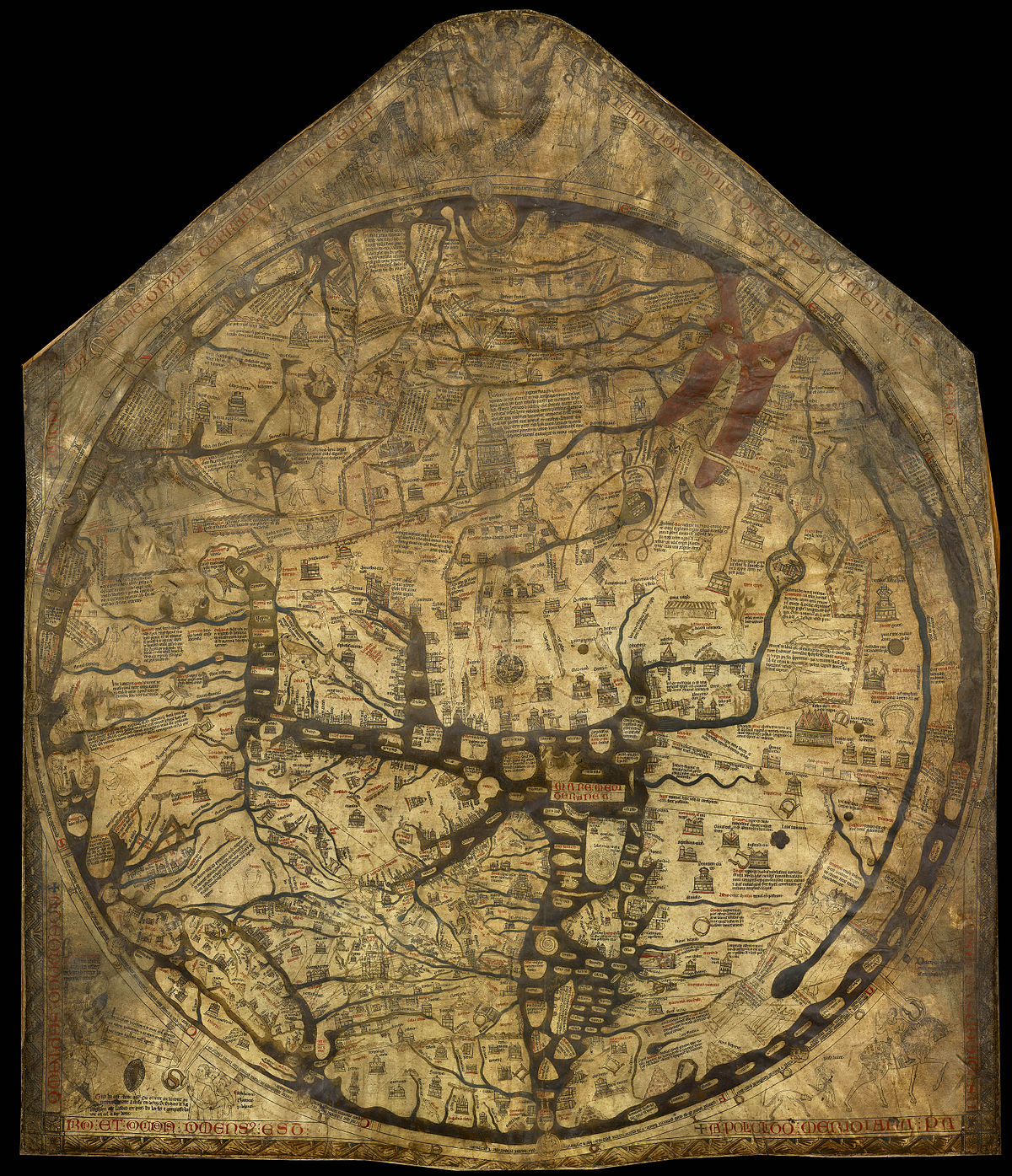 Hereford Mappa Mundi (https://en.wikipedia.org/wiki/Hereford_Mappa_Mundi).